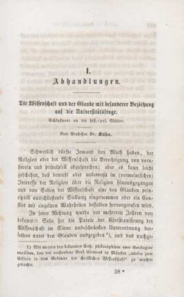 583-645 Die Wissenschaft und der Glauben mit besonderer Beziehung auf die Universitätsfrage : Schlußwort an die historisch-politischen Blätter