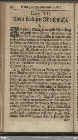 Cap. VII. Vom heiligen Abendmahl