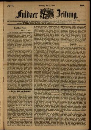 Ausgabe vom Montag, den 05. April 1886.