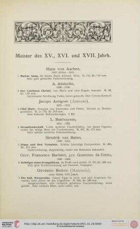Meister des XV., XVI. und XVII. Jahrh. (Nr. 1-288)