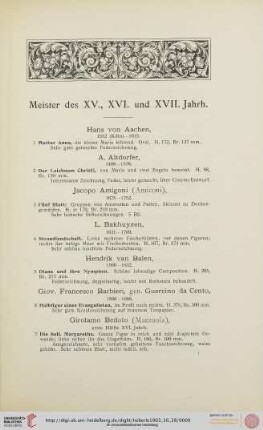 Meister des XV., XVI. und XVII. Jahrh. (Nr. 1-288)