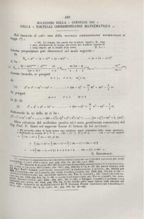 Soluzione della "Question 391" della "Nouvelle correspondance mathématique".