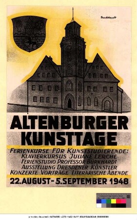 Originaltitel: Altenburger Kunsttage Ferienkurse für Kunststudierende: Klavierkursus Juliane Lerche Ferienstudio Professor Burkhardt Ausstellung Dresdner Künstler