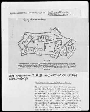 Grundriss der Burg Hohenzollern bei Bisingen