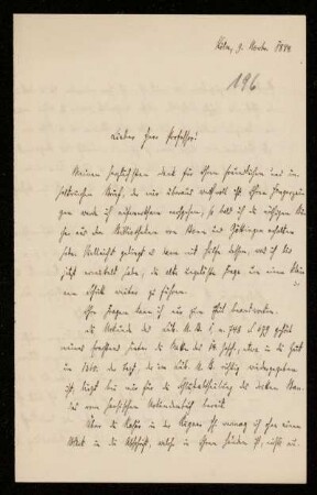 Nr. 16: Brief von Konstantin Höhlbaum an Ferdinand Frensdorff, Köln, 9.11.1884