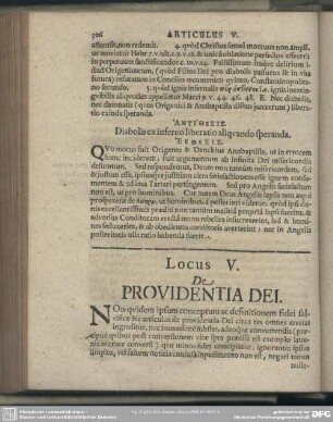 [Articulus] V. De Providentia Dei