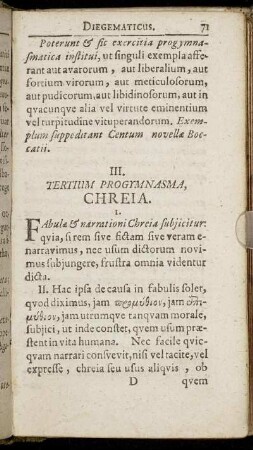 III. Tertium Progymnasma, Chreia
