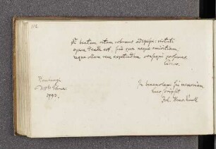 Joh[ann] Heinr[ich] Krull. – Incipit: Si beatam vitam volumus adipisci. – Hamburg, 18.02.1793