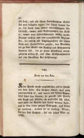 VIII. Furcht vor dem Tode.