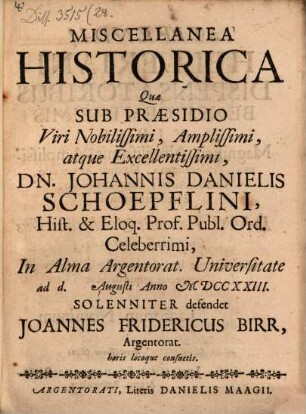 Miscellanea historica