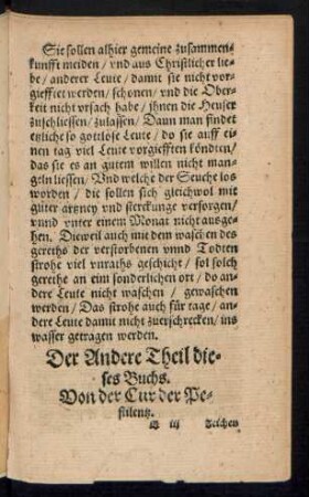 Das Andere Theil dieses Buchs. Von der Cur der Pestilentz.