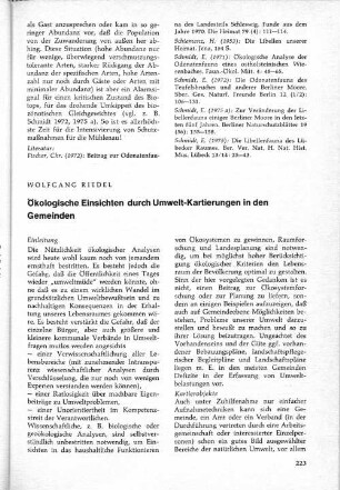 Ökologische Einsichten durch Umwelt-Kartierungen in den Gemeinden