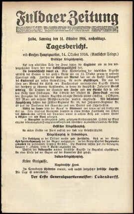 Ausgabe vom Samstag, den 14. Oktober 1916.