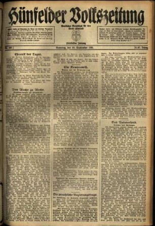 Ausgabe vom Samstag, den 10. September 1921.