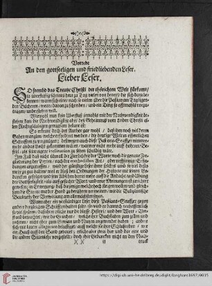 Vorrede an den gottseeligen und friedliebendne Leser