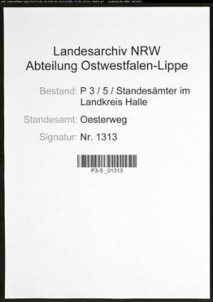Sterberegister Standesamt Oesterweg