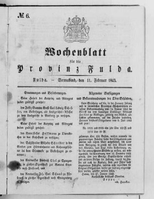 Nr. 6, Ausgabe vom 11. Februar 1843