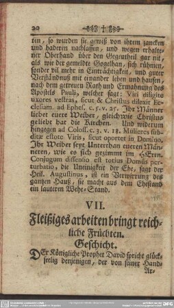 VII. Fleißiges arbeiten bringt reichliche Früchten. Geschicht