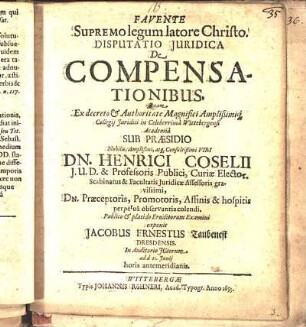 Disputatio Juridica De Compensationibus