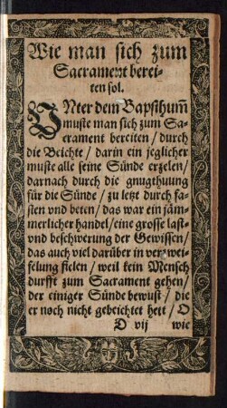 Wie man sich zum Sacrament bereiten sol.