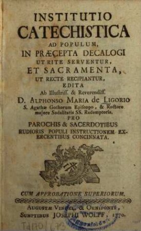 Institutio Catechistica Ad Populum