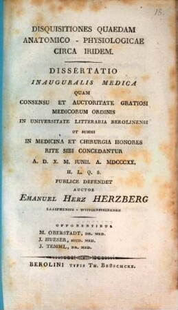 Disquisitiones quaedam anatomico-physiologicae circa iridem