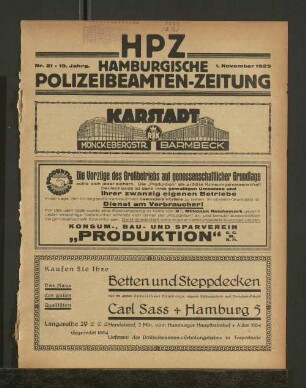 Nr. 21 * 19. Jahrg. 1. November 1929