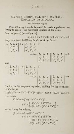 On the reciprocal of a certain equation of a conic.
