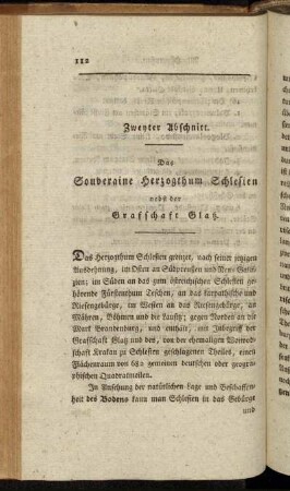 Zweyter Abschnitt. Das Souveraine Herzogthum Schlesien nebst der Grafschaft Glatz.