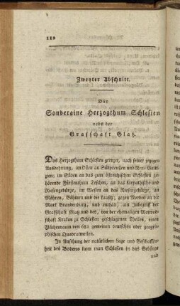 Zweyter Abschnitt. Das Souveraine Herzogthum Schlesien nebst der Grafschaft Glatz.
