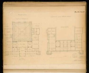 Schützenhaus Monatskonkurrenz Mai 1876: Grundriss Keller, Erdgeschoss; Maßstabsleiste