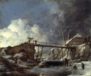 Winterlandschaft mit Holzsteg