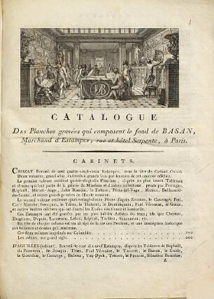 Catalogue, par ordre alphabétique, des planches gravées par les meilleurs maitres, anciens et modernes, d'après les plus beaux tableaux et dessins des ecoles Italienne, Flamande, Française, et autres