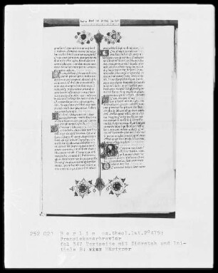 Franziskanisches Brevier — Initiale B, darin der heilige Natalis, Folio 347recto