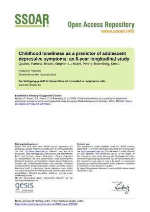 Childhood loneliness as a predictor of adolescent depressive symptoms: an 8-year longitudinal study