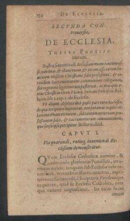 Secunda Controversia, De Ecclesia.