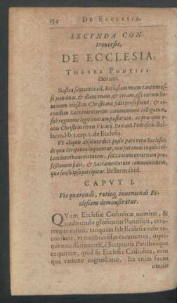 Secunda Controversia, De Ecclesia.