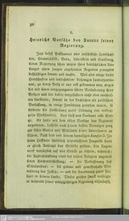 6. Heinrichs Vorsätze bey Antritt seiner Regierung