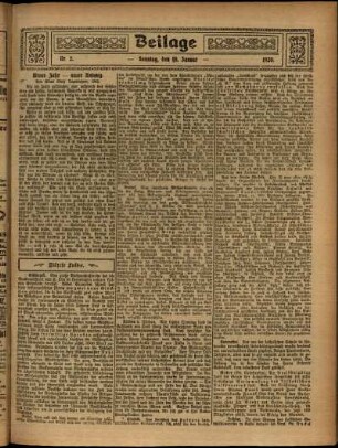 Zweite Ausgabe vom Sonntag, den 18. Januar 1920.