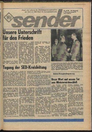 Betriebszeitung 'WF-Sender', Nr.41/1979 (1. Novemberausgabe 1979)
