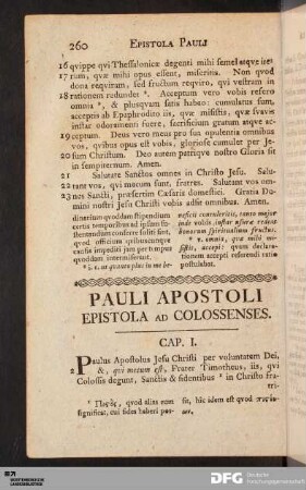 Pauli Apostoli Epistola ad Colossenses.