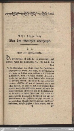 Erste Abtheilung. Von den Gebirgen überhaupt
