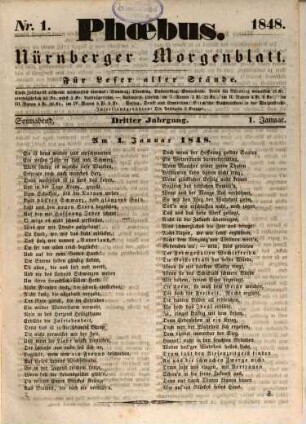 Phoebus : Nürnberger Morgenblatt ; für Leser aller Stände. 1848 = Jg. 3