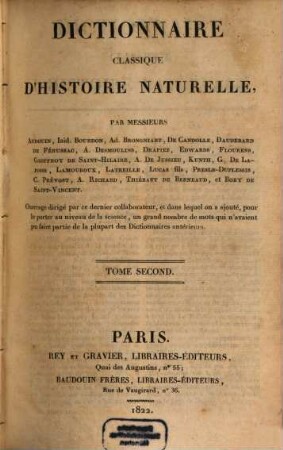 Dictionnaire classique d'histoire naturelle, 2
