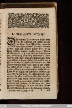 I. Von Fiebern überhaupt.