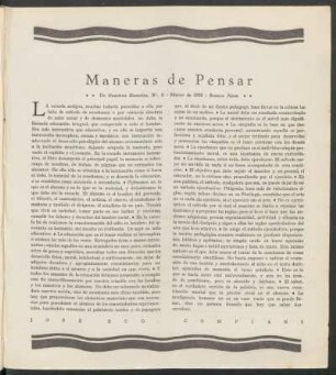 Maneras de Pensar : De Nuestras Escuelas, N°. 6 - Marzo de 1928 - Buenos Aires