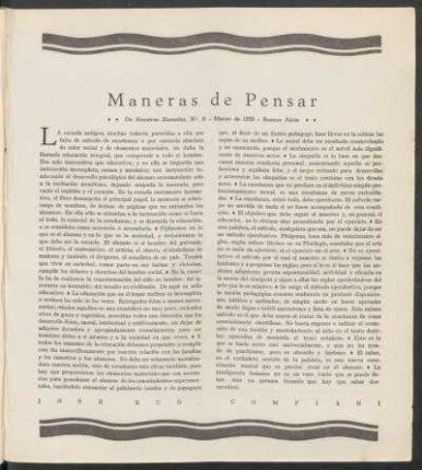 Maneras de Pensar : De Nuestras Escuelas, N°. 6 - Marzo de 1928 - Buenos Aires