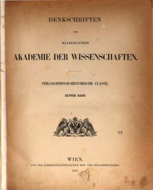 Denkschriften. 11. 1861