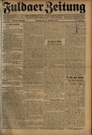 Erste Ausgabe vom Montag, den 15. Februar 1915.