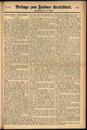 Zweite Ausgabe vom Donnerstag, den 15. April 1897.